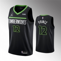 Men Minnesota Timberwolves 12 Taurean Prince Black Statement Edition Stitched Jersey