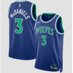 Men Minnesota Timberwolves  3 Jaden McDaniels Blue 2026 27 Icon Edition Stitched Basketball Jersey
