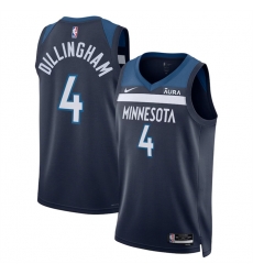 Men Minnesota Timberwolves 4 Rob Dillingham 2024 Draft Icon Edition Navy 75th Anniversary Swingman Stitched Jersey