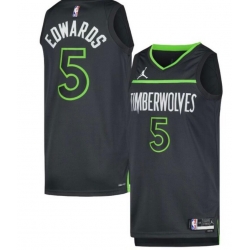 Men Minnesota Timberwolves #5 Anthony Edwards Black Green City Edition Stitched NBA Jersey