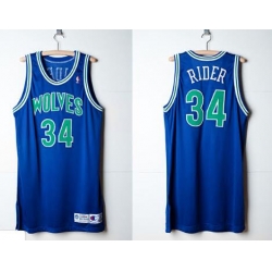 Men Minnsota Wolves 34 Isaiah Rider Stitched NBA jersey