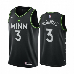 Men Nike Minnesota Timberwolves 3 Jaden McDaniels Black NBA Swingman 2020 21 City Edition Jersey