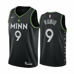 Men Nike Minnesota Timberwolves 9 Ricky Rubio Black NBA Swingman 2020 21 City Edition Jersey