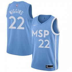 Timberwolves  22 Andrew Wiggins Blue Basketball Swingman City Edition 2019 20 Jersey
