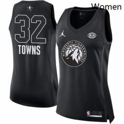 Womens Nike Jordan Minnesota Timberwolves 32 Karl Anthony Towns Swingman Black 2018 All Star Game NBA Jersey