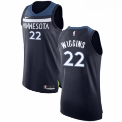 Womens Nike Minnesota Timberwolves 22 Andrew Wiggins Authentic Navy Blue Road NBA Jersey Icon Edition