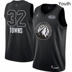 Youth Nike Jordan Minnesota Timberwolves 32 Karl Anthony Towns Swingman Black 2018 All Star Game NBA Jersey