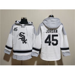 Men Chicago White Sox 45 Michael Jordan White Ageless Must Have Lace Up Pullover Hoodie