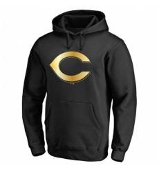 Men MLB Cincinnati Reds Gold Collection Pullover Hoodie Black