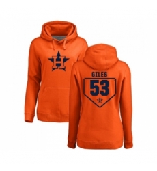 MLB Women Nike Houston Astros 53 Ken Giles Orange RBI Pullover Hoodie