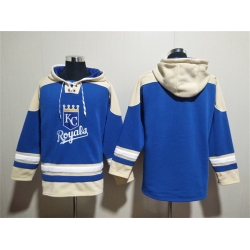Men Kansas City Royals Blank Blue Ageless Must Have Lace Up Pullover Hoodie