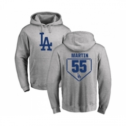 Men Baseball Los Angeles Dodgers 55 Russell Martin Gray RBI Pullover Hoodie