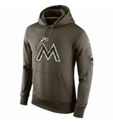 MLB Men Miami Marlins Nike Olive Salute To Service KO Performance Hoodie