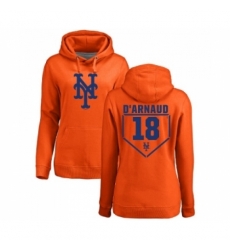 MLB Women Nike New York Mets 18 Travis dArnaud Orange RBI Pullover Hoodie