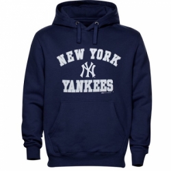 Men MLB New York Yankees Stitches Fastball Fleece Pullover Hoodie Navy Blue