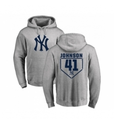 Men MLB Nike New York Yankees 41 Randy Johnson Gray RBI Pullover Hoodie