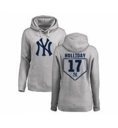 MLB Women Nike New York Yankees 17 Matt Holliday Gray RBI Pullover Hoodie