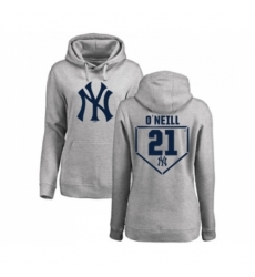 MLB Women Nike New York Yankees 21 Paul ONeill Gray RBI Pullover Hoodie