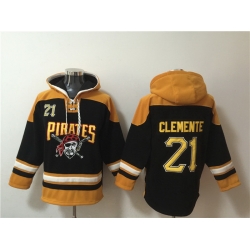 Men Pittsburgh Pirates 21 Roberto Clemente Ageless Must Have Lace Up Pullover Hoodie