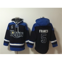 Men Tampa Bay Rays 5 Wander Franco Black Blue Lace Up Pullover Hoodie