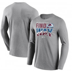 Men Colorado Avalanche Grey 2022 Stanley Cup Champions Back Check Multi Hit Long Sleeve T Shirts