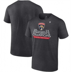 Men Florida Panthers Heather Charcoal 2023 Eastern Conference Champions Locker Room T Shirt