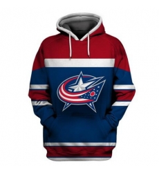 Men Columbus Blue Jackets Blue Wine All Stitched Hooded Sweatshirt