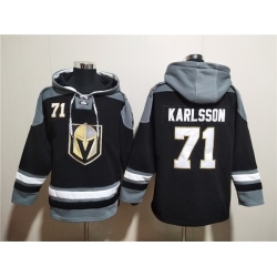 Men Vegas Golden Knights 71 William Karlsson Black Ageless Must Have Lace Up Pullover Hoodie