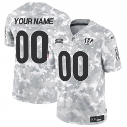 Men Cincinnati Bengals Active Player Custom 2024 F U S E Arctic Camo Salute To Service Limited Stitched Football Jersey