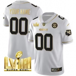 Men Women youth Kansas City Chiefs Active Player Custom White With Gold Super Bowl LVIII Patch Vapor Untouchable Limited Stitched Football Jersey
