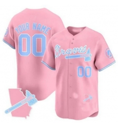 Men Women Youth Happy Paw Supply Custom Atlanta Braves Bubblegum Pink Vapor Premier Limited Jersey