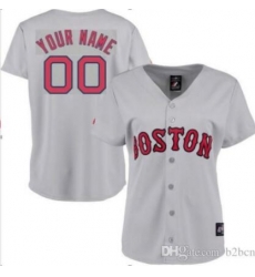 Men Women Youth All Size Boston Red Sox Majestic Grey Home Cool Base Custom Jersey