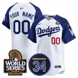 Men Los Angeles Dodgers ACTIVE PLAYER Custom White Royal 2024 World Series With Fernando Memorial Patch Limited Stitched Baseball Jersey