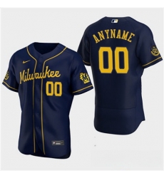 Men Women youth Custom Milwaukee Brewers Custom 50th Anniversary 2020 Navy Flexbase Jersey 