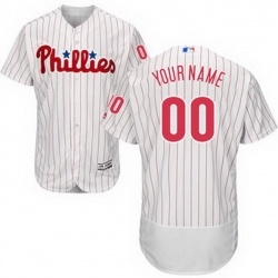 Men Women Youth All Size Philadelphia Phillies Majestic Home White Scarlet Flex Base Authentic Collection Custom Jersey