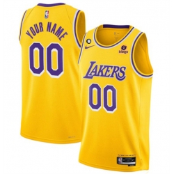 Men Women Youth Los Angeles Lakers Active Player Cutom 2022 23 Yellow No 6 Patch Stitched Basketball Jersey