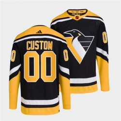 Men Women Youth Pittsburgh Penguins Custom Black 2022 Reverse Retro Stitched Jersey