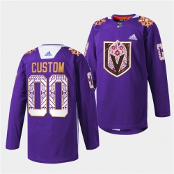 Men Vegas Golden Knights Custom Purple Hispanic Heritage Warmup Stitched Jersey