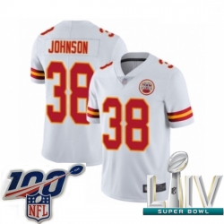 2020 Super Bowl LIV Men Kansas City Chiefs #38 Dontae Johnson White Vapor Untouchable Limited Player Football Jersey