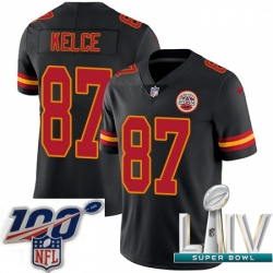 2020 Super Bowl LIV Youth Nike Kansas City Chiefs #87 Travis Kelce Limited Black Rush Vapor Untouchable NFL Jersey