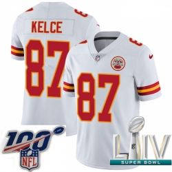 2020 Super Bowl LIV Youth Nike Kansas City Chiefs #87 Travis Kelce White Vapor Untouchable Limited Player NFL Jersey