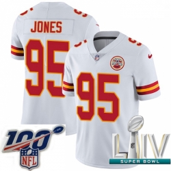 2020 Super Bowl LIV Youth Nike Kansas City Chiefs #95 Chris Jones White Vapor Untouchable Limited Player NFL Jersey