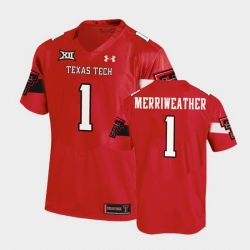 Men Texas Tech Red Raiders Krishon Merriweather Replica Red Football Team Jersey