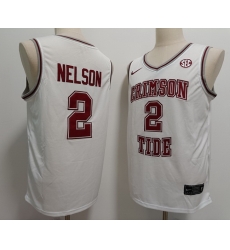 Men Alabama Crimson Tide #2 Grant Nelson White Throwback Stitched Basketball NCAA Jersey