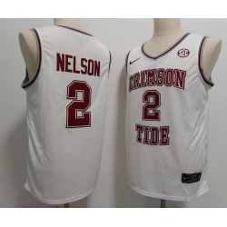 Men Alabama Crimson Tide #2 Grant Nelson White Throwback Stitched Basketball NCAA Jersey