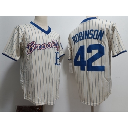 Men Los Angeles Dodgers Brooklyn 42 Jackie Robinson Rice white strips Stitched Jersey