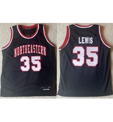 Men Northeastern University  35 Reggie Lewis Black Stitched Basketball Jersey