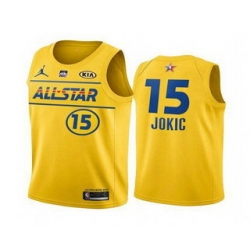 Men 2021 All Star 15 ikola Jokic Yellow Western Conference Stitched NBA Jersey