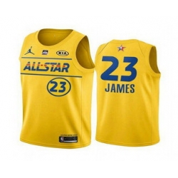 Men 2021 All Star 23 LeBron James Yellow Western Conference Stitched NBA Jersey