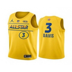 Men 2021 All Star 3 Anthony Davis Yellow Western Conference Stitched NBA Jersey